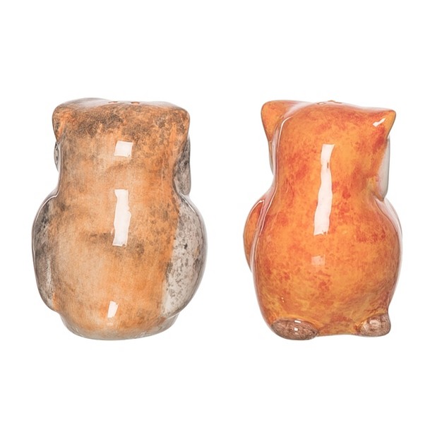 Transpac Dolomite 3 25 In Multicolor Harvest Sweet Owl Salt And Pepper Shakers Set Of 2