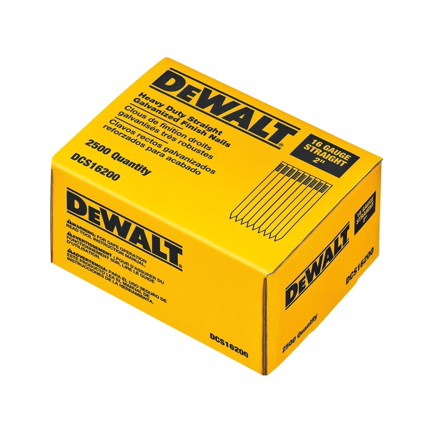 DW 2 in. 16 Ga. Straight Strip Galvanized Finish Nails 2，500 pk