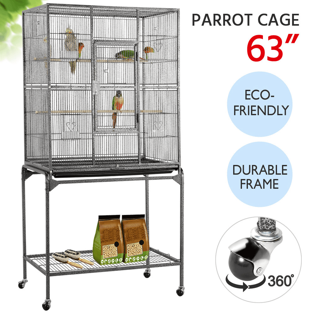 Yaheetech 63''H Large Parrot Cage w/ Stand， Hammered black