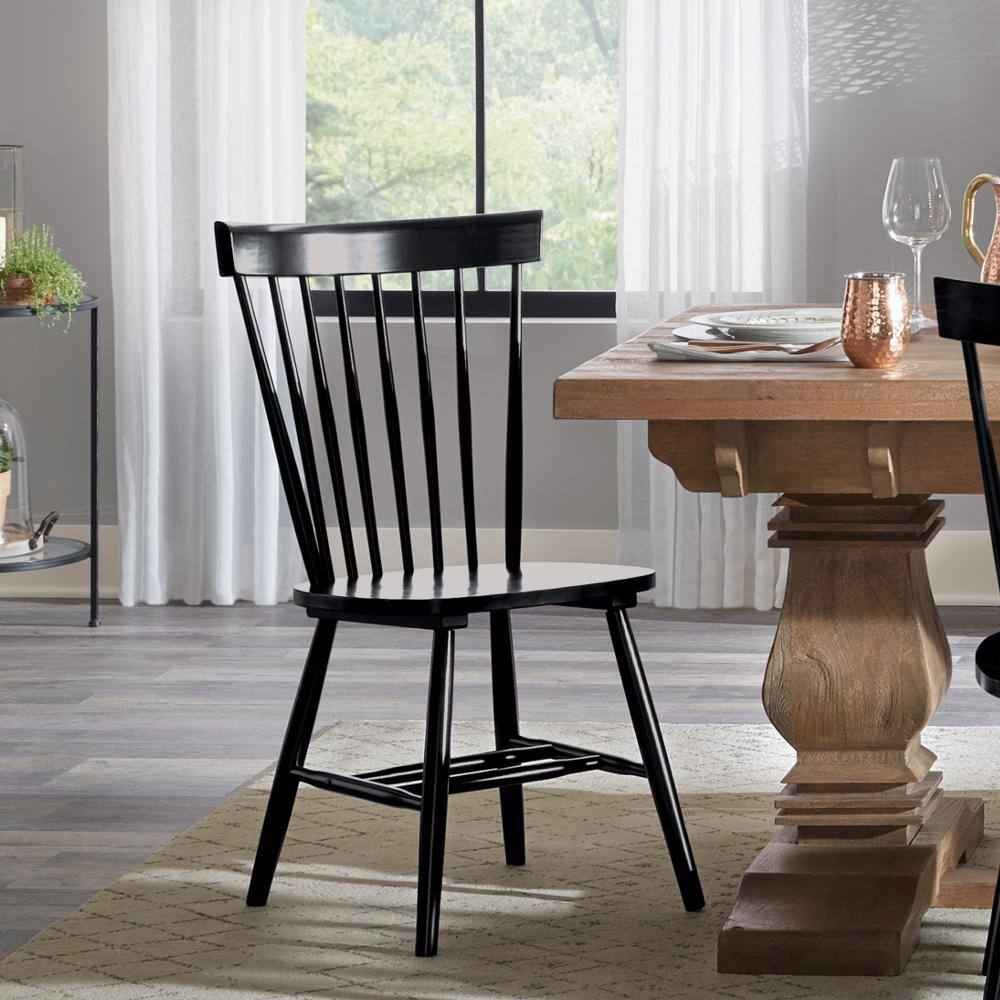 SAFAVIEH Riley Black Wood Dining Chair (Set of 2) AMH8500B-SET2