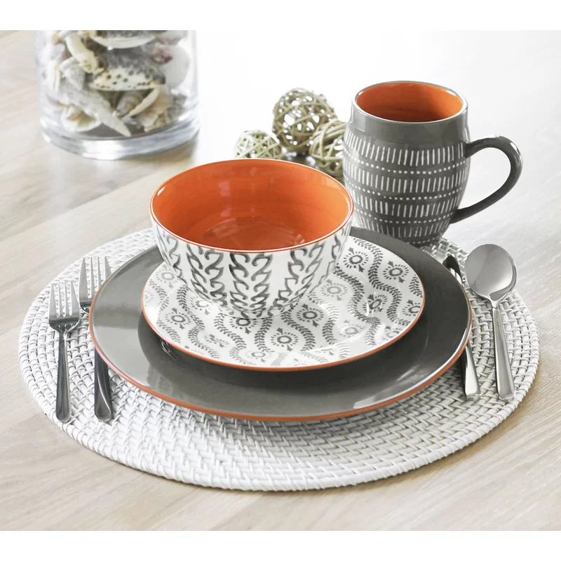 Generic Fotini 16 Piece Dinnerware Set， Service for 4 (Gray)