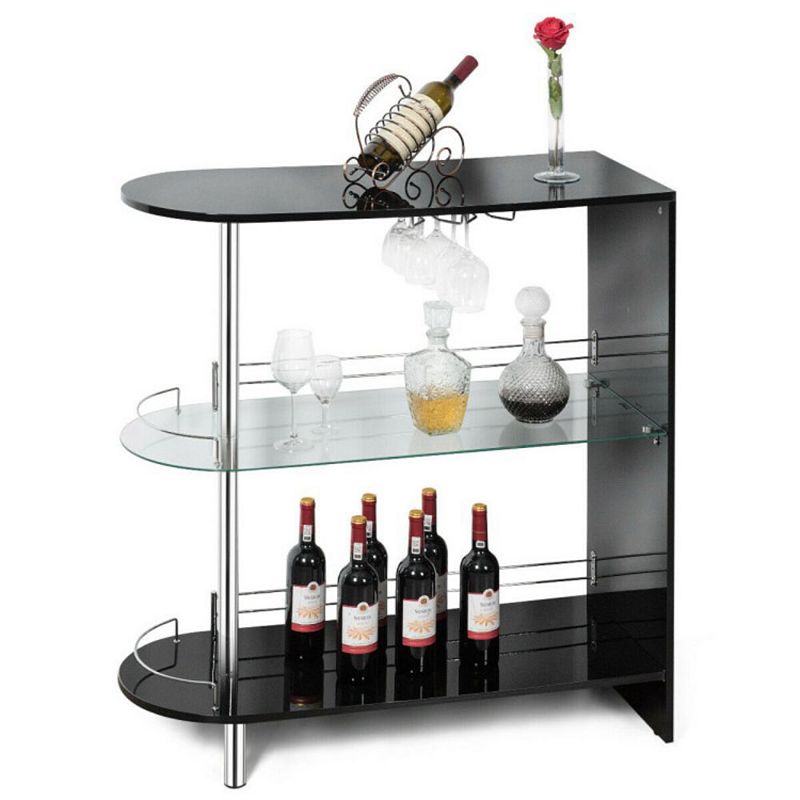 Hivago 2-holder Bar Table with Tempered Glass Shelf