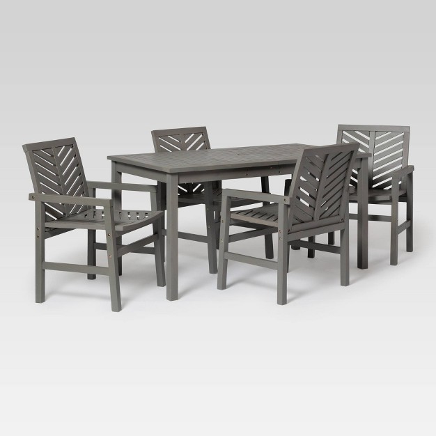 5pc Slatted Chevron Acacia Wood Patio Dining Set Saracina Home