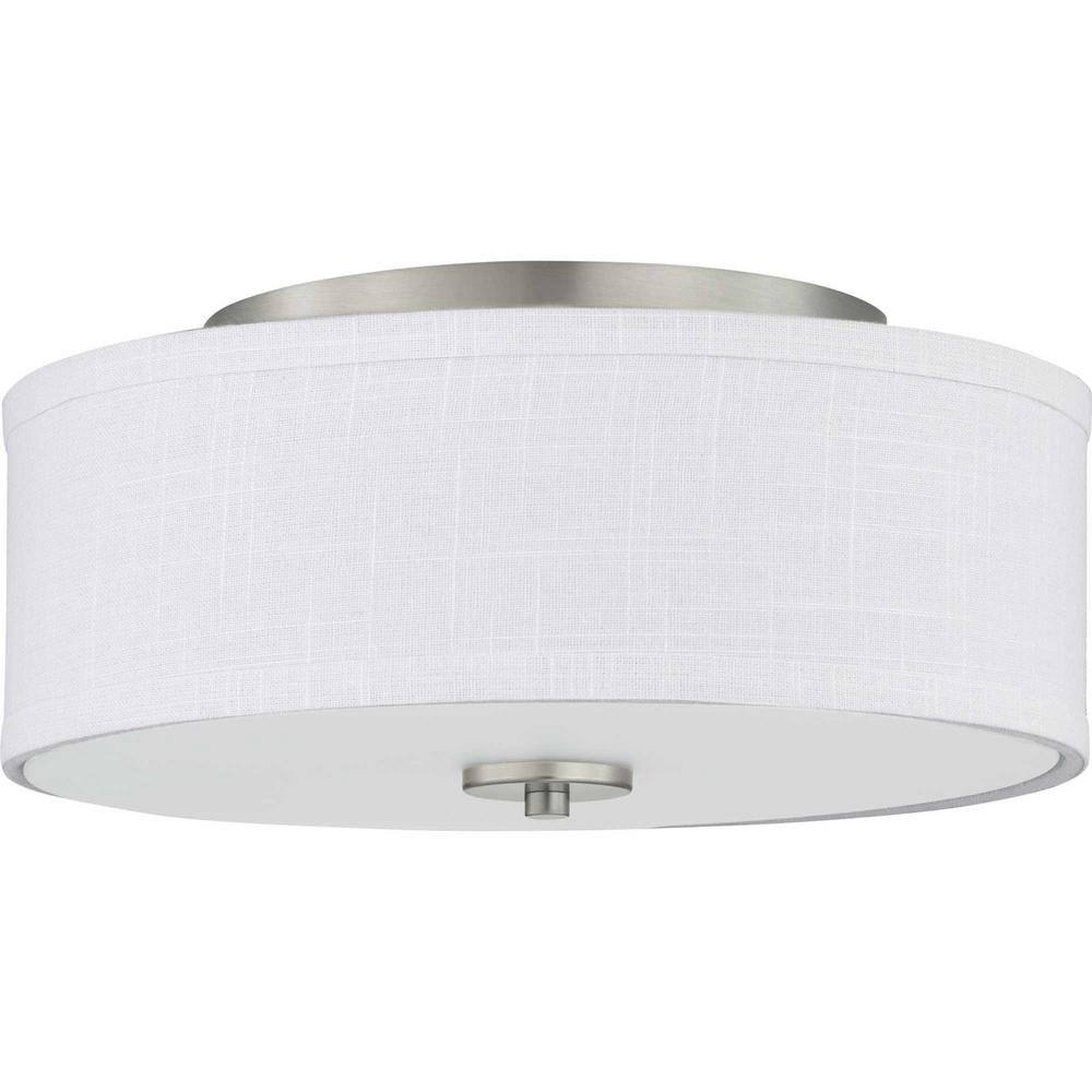 Progress Lighting Inspire Collection Brushed Nickel Integrated LED Transitional Kitchen Ceiling Light Drum Flush Mount P350135-009-30