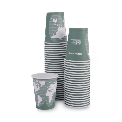 Eco-Products World Art Renewable and Compostable Hot Cups， 12 oz， 50/Pack， 20 Packs/Carton (EPBHC12WA)