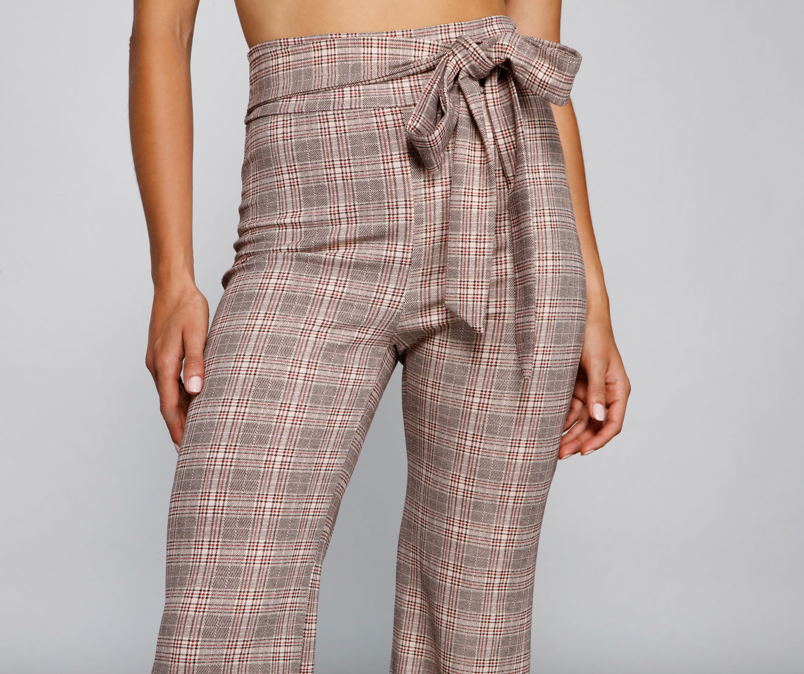 So Chic High Waist Plaid Flared Pants