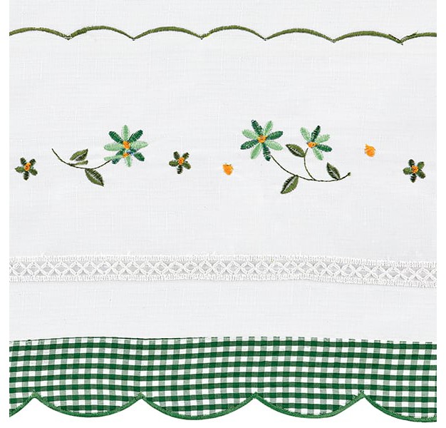 Collections Etc Embroidered Trim Rod Pocket Top Window Curtains