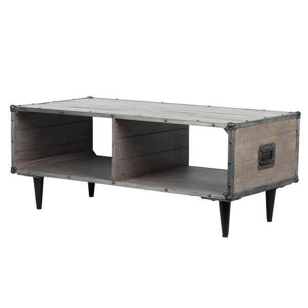 ExBrite Solid Wood Coffee Table ，Gray Wash 24'' W X 46'' H X 19''