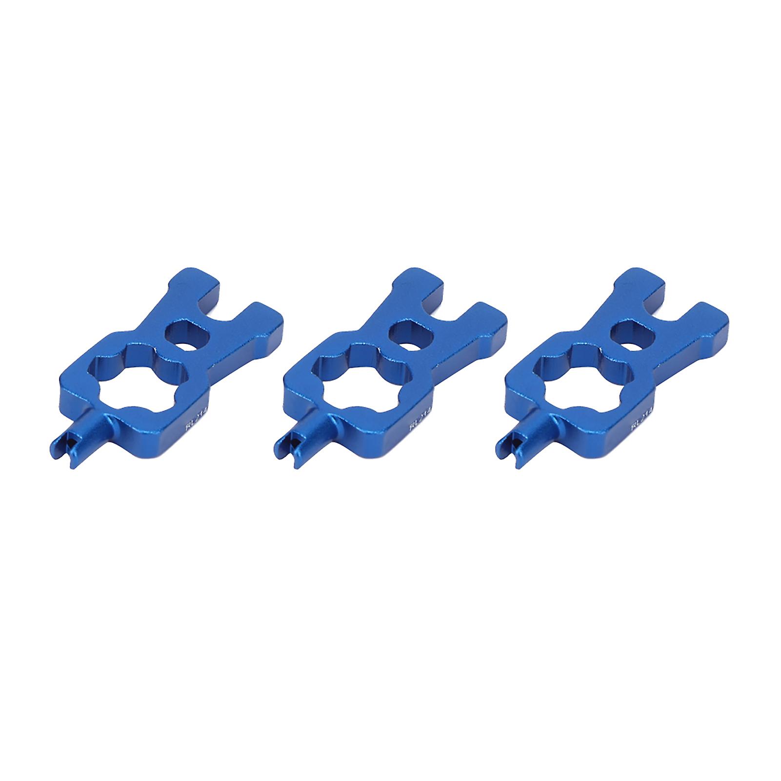 3pcs Rl214 Aluminum Alloy Blue 4 In 1 Bicycle Valve Tool Tire Nut Installation Removal