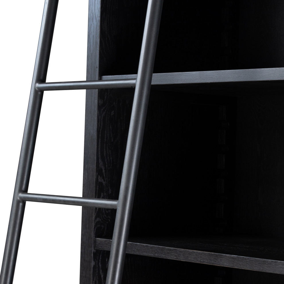 Admont Bookcase And Ladder Worn Blk   Transitional   Bookcases   by Zin Home  Houzz