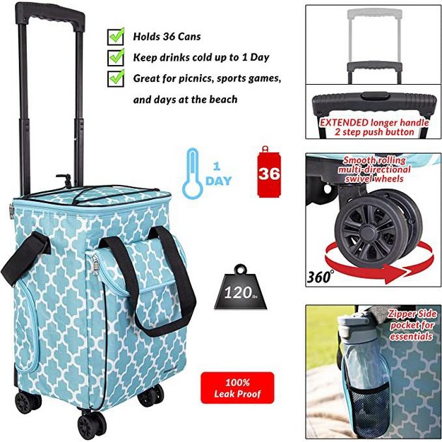 Dbest Ultra Compact Cooler Smart Cart 360 Insulated Collapsible Rolling Tailgate Bbq Beach Moroccan Tile