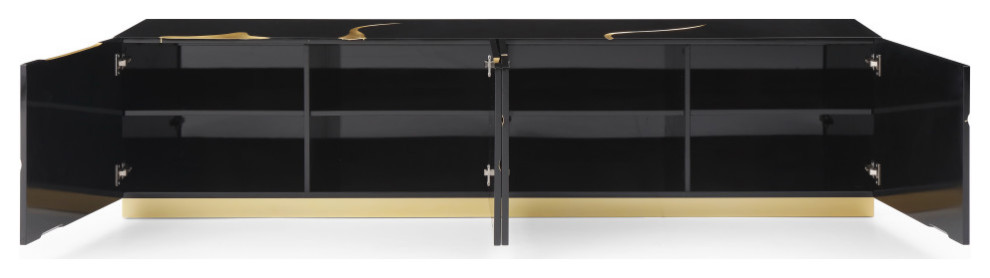 Modrest Aspen Modern Black and Gold TV Stand   Contemporary   Entertainment Centers And Tv Stands   by Vig Furniture Inc.  Houzz