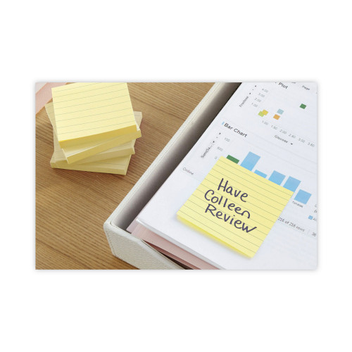 Post-it Original Pads in Canary Yellow， 3 x 3， Lined， 100-Sheet， 6/Pack (6306PK)