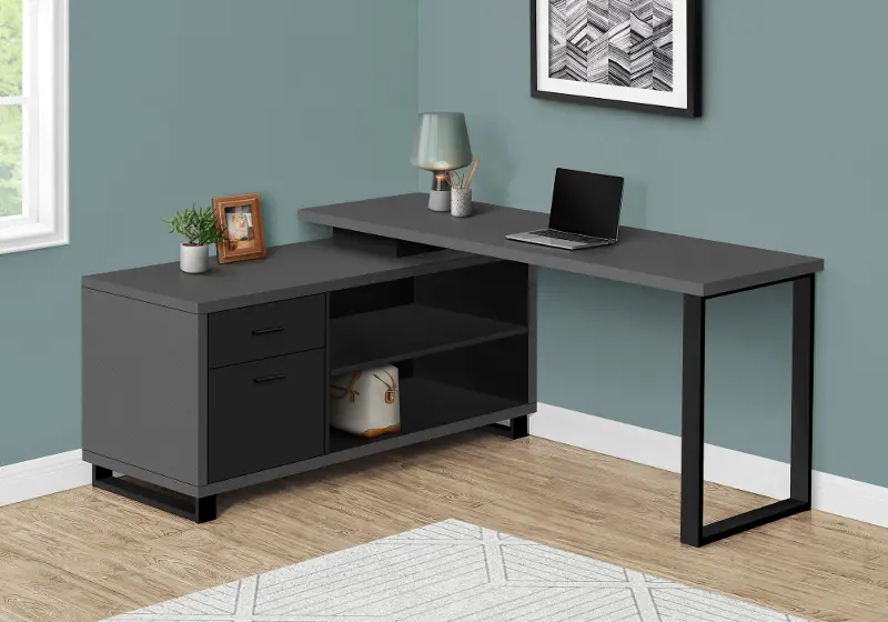 Monarch Gray 72 L Shaped Computer Desk