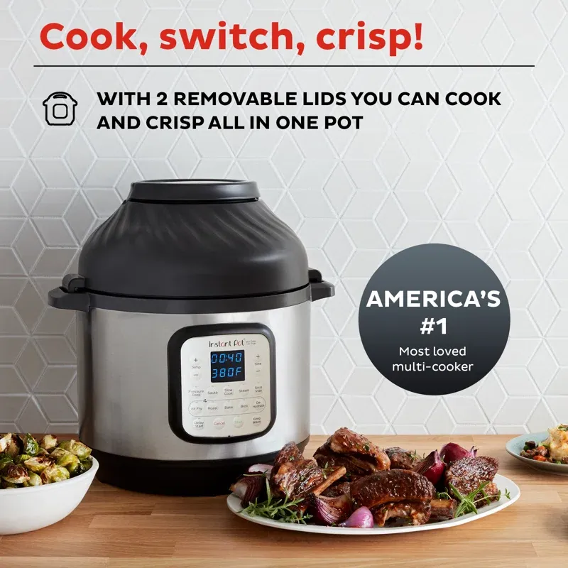 Instant Pot Duo Crisp 11-in-1 Air Fryer and Electric Pressure Cooker Combo with Multicooker Lids that Air Fries, Steams, Slow Cooks