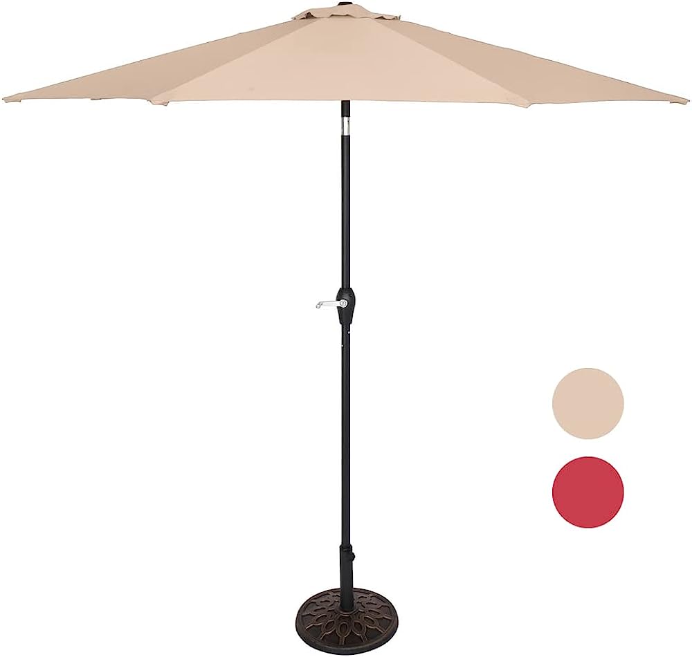 YELROL 9 ft Patio Umbrella  Umbrella Outdoor Patio  Market Table Umbrella  Central Umbrella Folding Sunshade