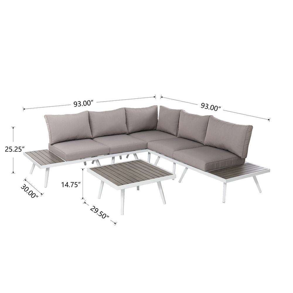 Glitzhome 6 Piece Outdoor Modern Aluminum Sectional Sofa Set