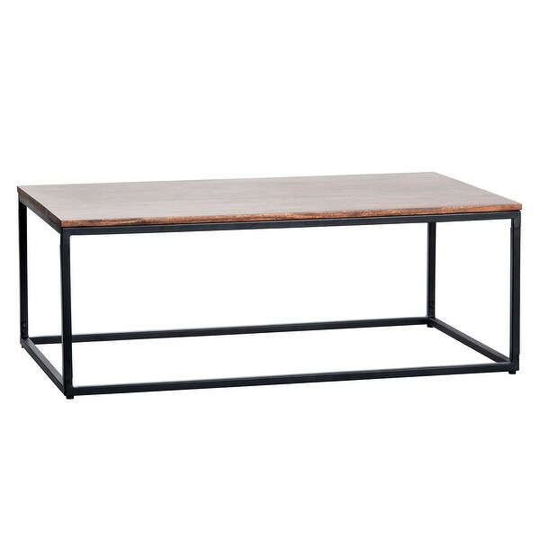 Athens Wood and Iron Coffee Table - 16'' H x 43'' L x 24'' W