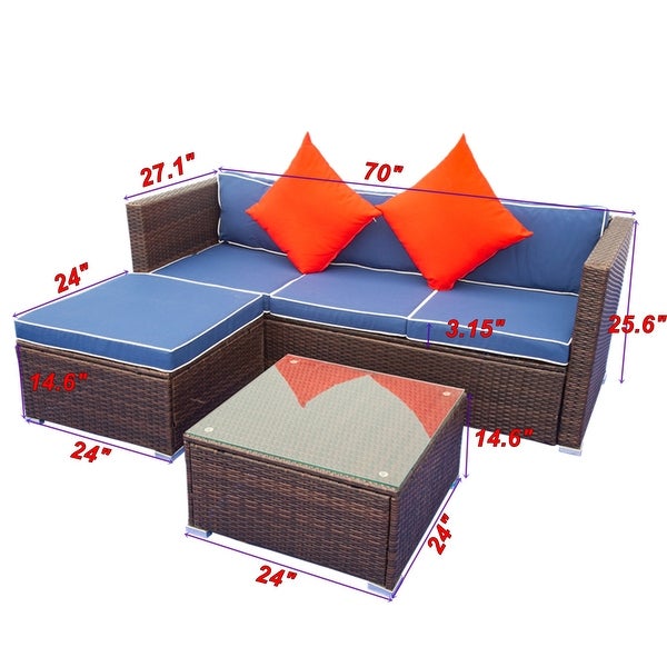 3 Piece Patio Sectional Wicker Sofa Set - Overstock - 33304996