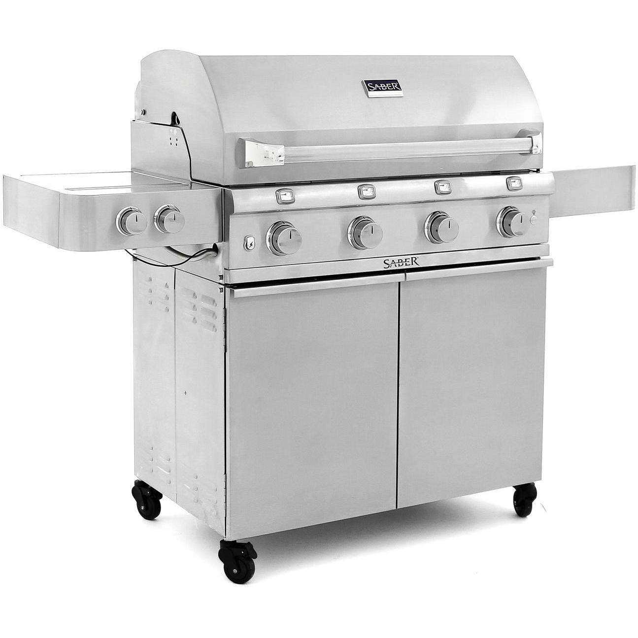 Saber Premium 670 40-Inch 4-Burner Infrared Propane Gas Grill With Side Burner