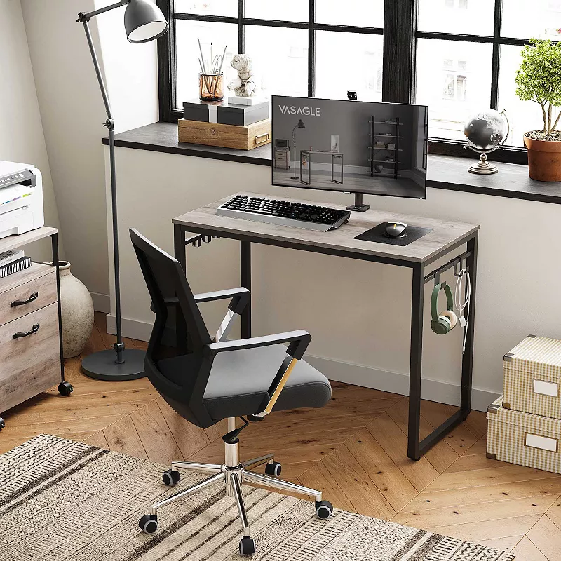 Steel Frame Home Office Computer Desk With Hooks