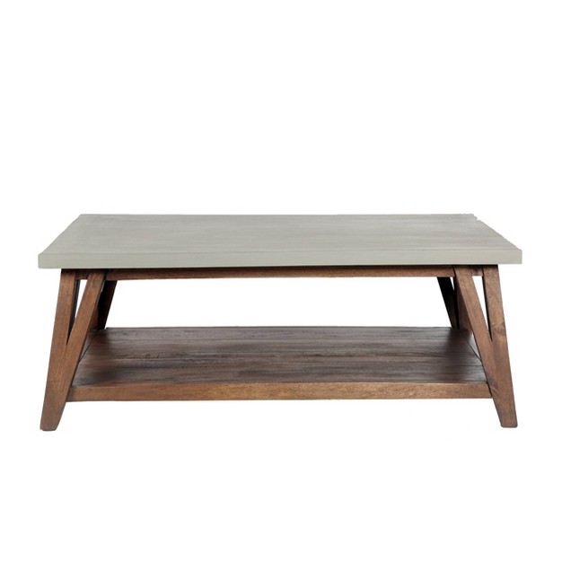 Brookside Coffee Table Concrete Coated Top And Wood Light Alaterre Furniture