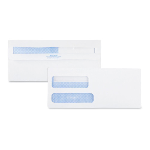 Quality Park Double Window Redi-Seal Security-Tinted Envelope， #9， Commercial Flap， Redi-Seal Adhesive Closure， 3.88 x 8.88， White， 500/BX (24529)