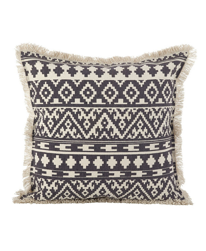 Saro Lifestyle Aztec Tribal Fringe Trim Decorative Pillow， 20