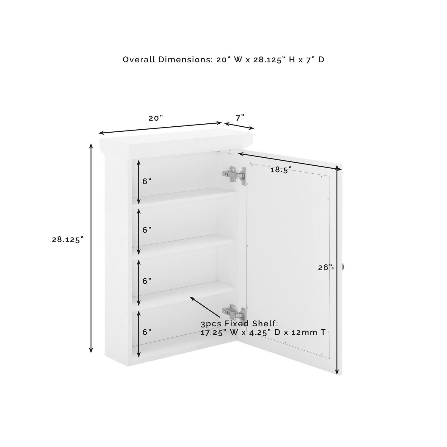 Crosley Furniture Seaside Mirrored Wall Cabinet