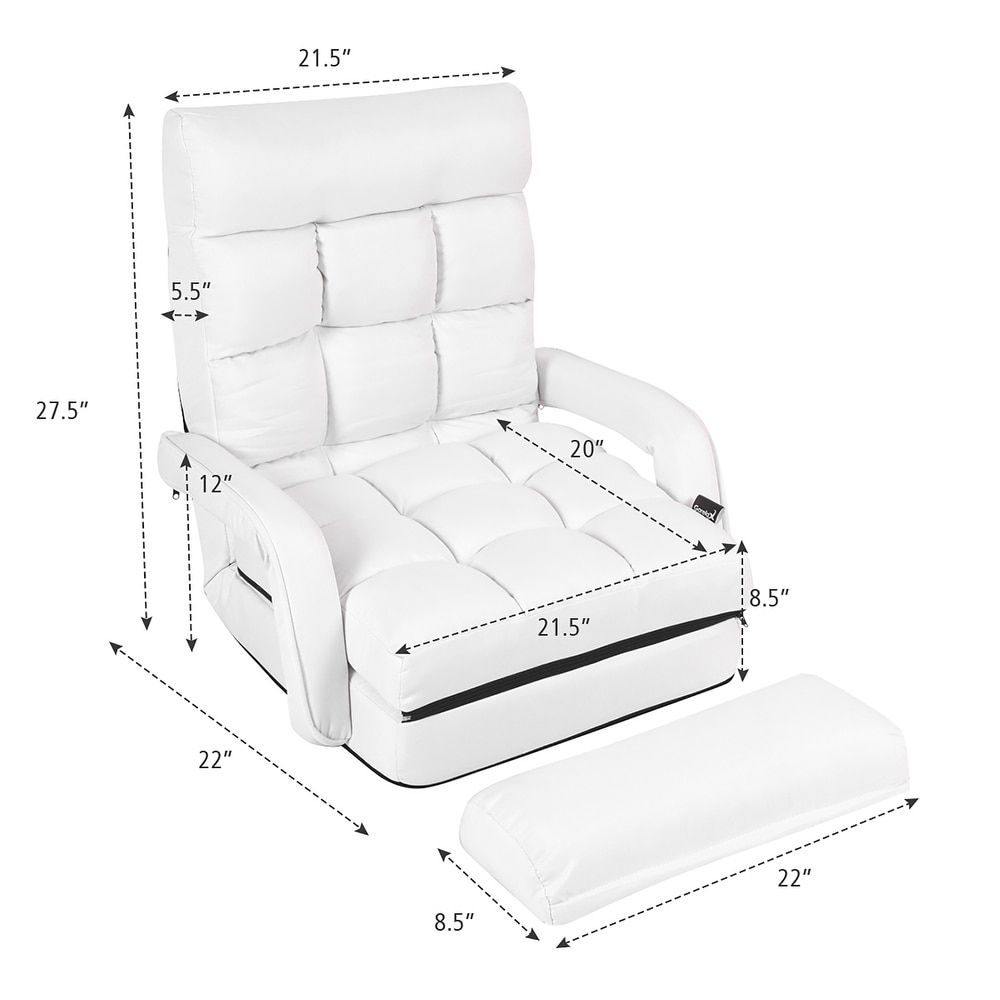 Costway Folding Floor Single Sofa Massage Recliner Chair W/ a Pillow 5