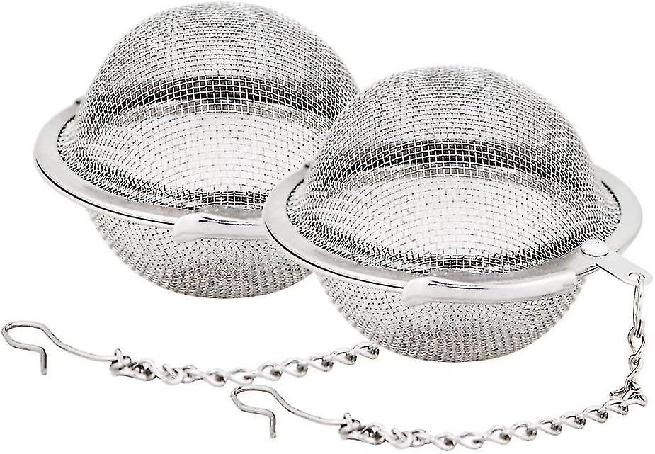 2pcs Stainless Steel Mesh Strap Chain Filter Tea Ball 5.5cm Tea Strainer