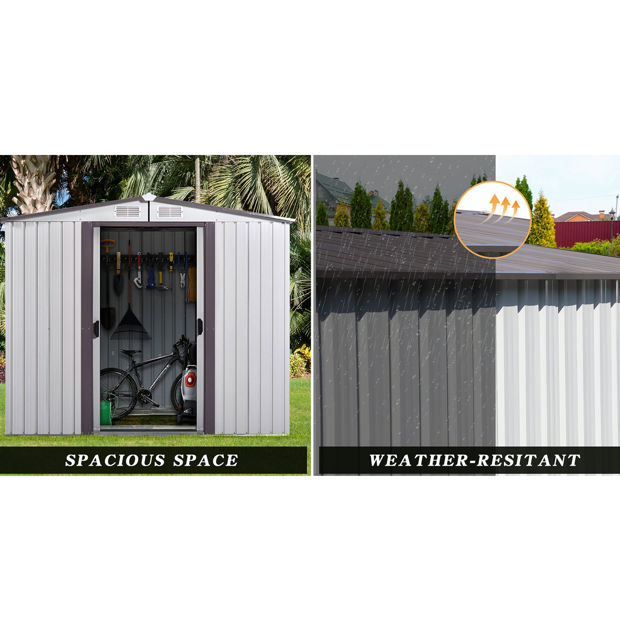 Jaxpety 8' x 8' Outdoor Storage Shed Steel Garden Utility Tool Backyard Building Garage