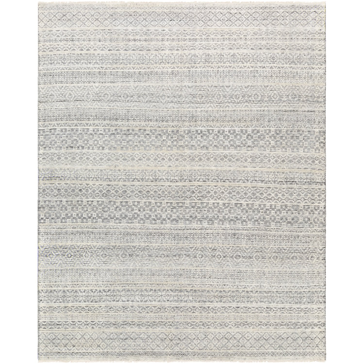 Nobility Hand Knotted Rug in Light Gray, Cream, Medium Gray, Dark Blue