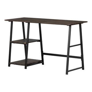 South Shore 19.7 in. Rectangular Cracked Fall OakBlack Writing Desks with Open Storage 12112