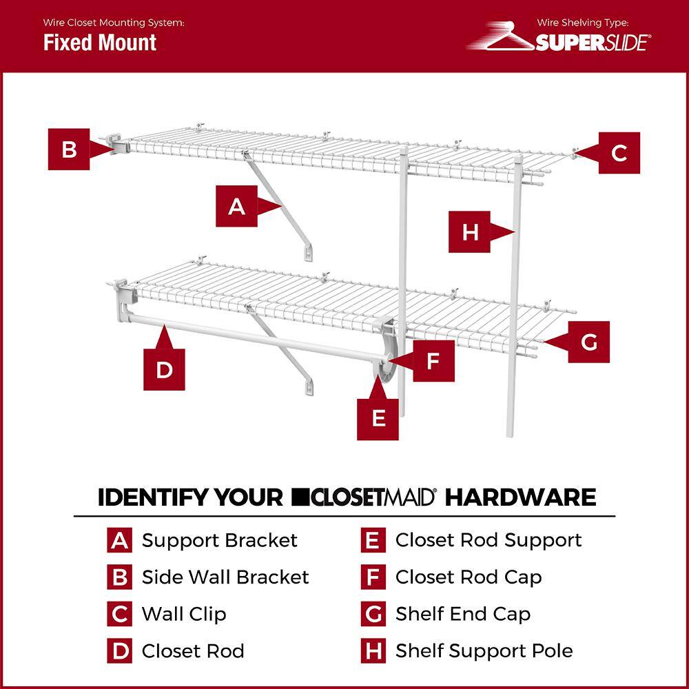 ClosetMaid SuperSlide 72 in. W x 12 in. D White Steel Wire Closet Shelf Kit with Closet Rod 5632