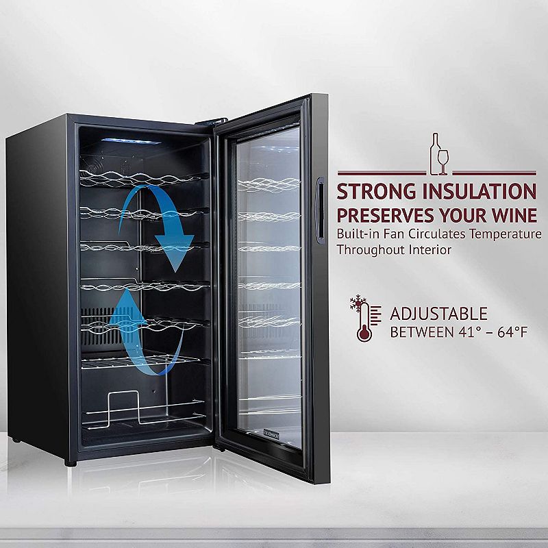 Schmecke Wine Fridge， Freestanding Wine Refrigerator， 28 Bottle Wine Cooler