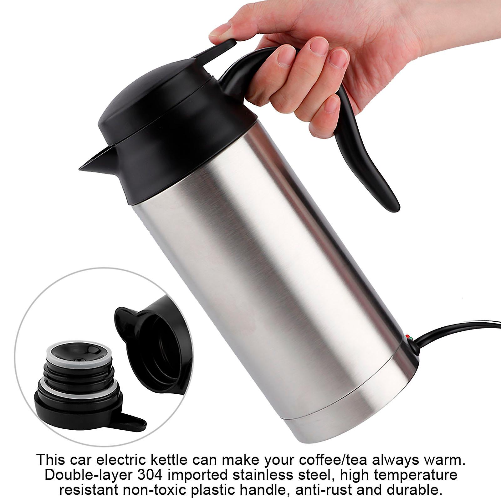 750ml Stainless Steel Car Electric Kettle Coffee Tea For Thermos Water Heating Cup 12v