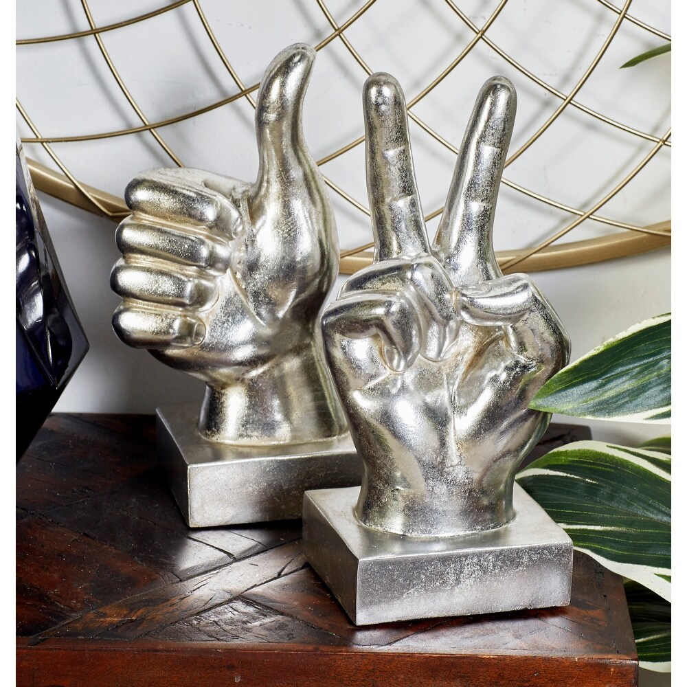 The Novogratz Dark Silver or Light Silver Polystone Hands Sculpture (Set of 3)   6\