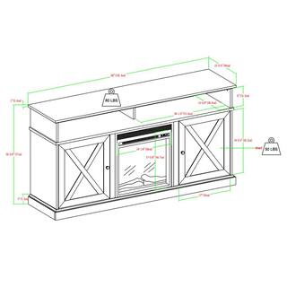 Welwick Designs 60 in. Reclaimed Barnwood and Brushed White Wood X Door TV Stand Fits TVs up to 65 in. with Electric Fireplace HD8758