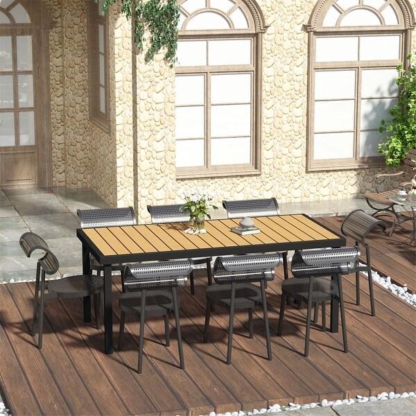 Outsunny Outdoor Dining Table for 8 People，Rectangular Garden Table