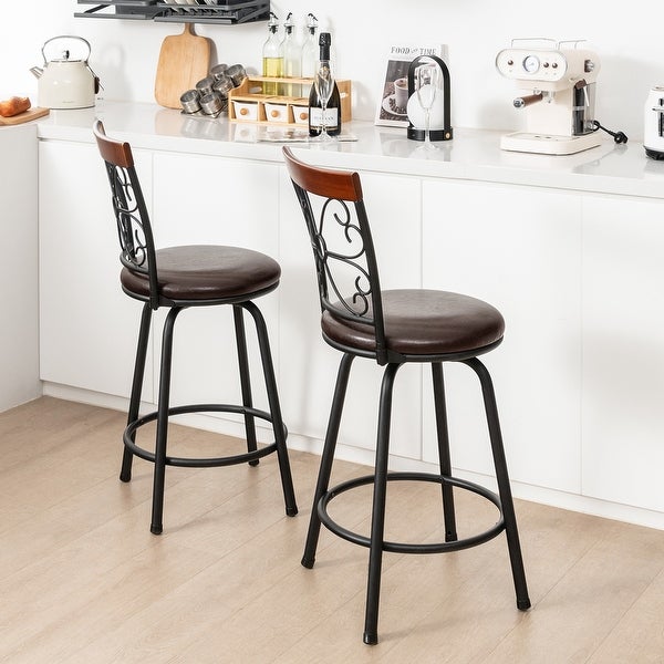 Costway Set of 2 24/30 Inch Adjustable Swivel Barstools Metal Dining