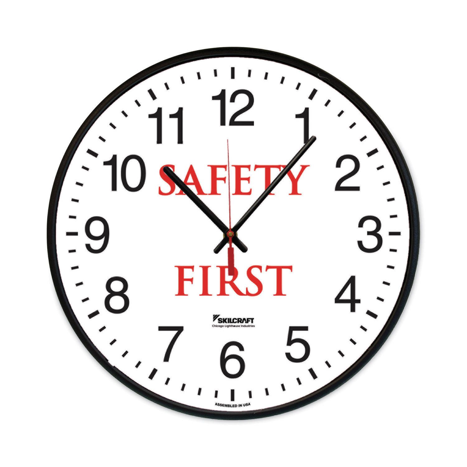 SKILCRAFT Safety Message Quartz Wall Clock by AbilityOneandreg; NSN6986556