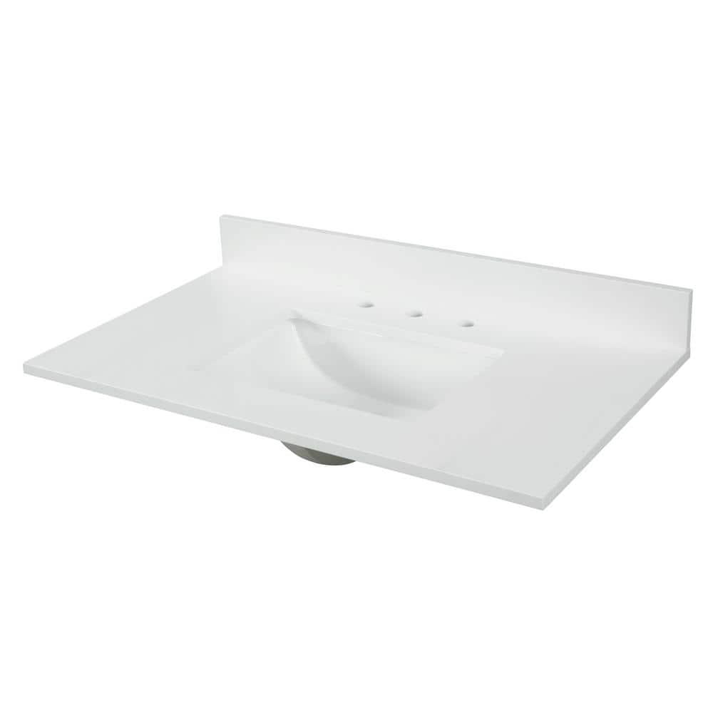 Home Decorators Collection 43 in W x 22 in D x 075 in H Quartz Vanity Top in Snow White with White Basin