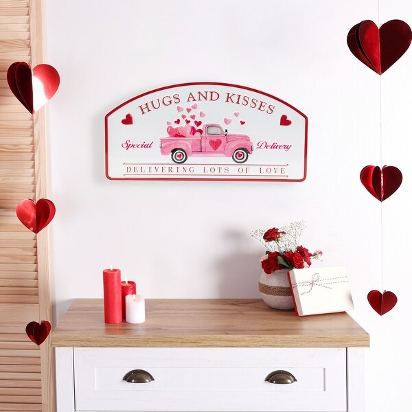 Hugs and Kisses Valentine's Day Wall Sign