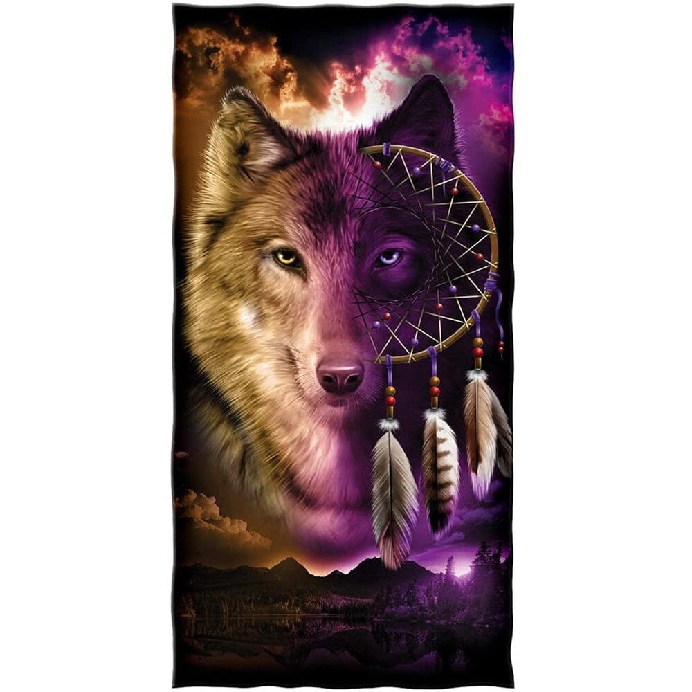 Wolf Dreamcatcher Super Soft Plush Cotton Beach Bath Pool Towel