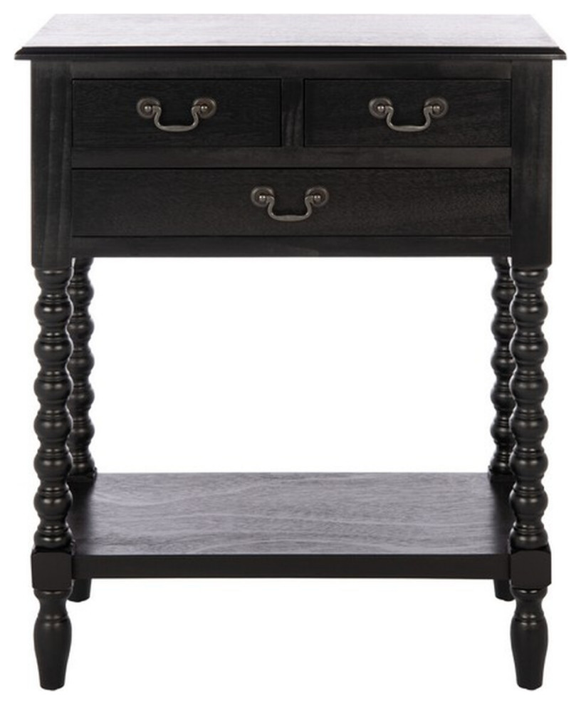 Thelma 3 Drawer Console Table Black   Traditional   Console Tables   by V.S.D Furniture  Houzz