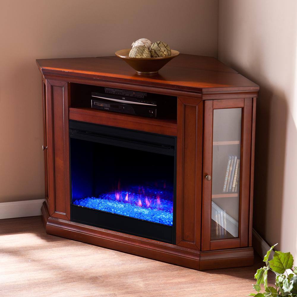 Southern Enterprises Denton Color Changing 48 in. Convertible Electric Fireplace TV Stand in Brown Mahogany HD013848