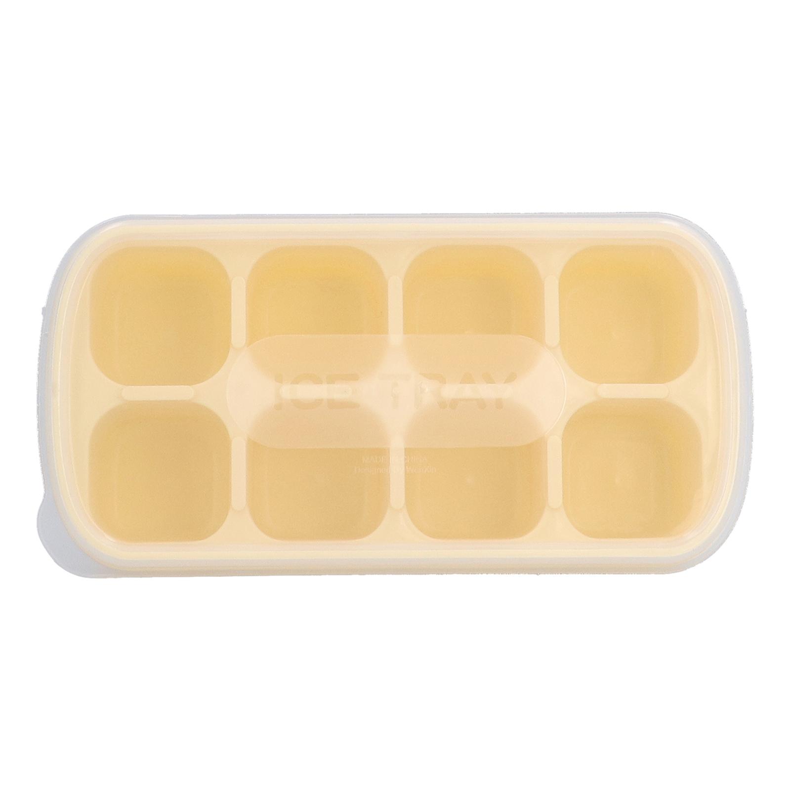 Ice Cube Tray， 8 Grid Square Silicone Ice Mold Heat Resistant Easy Release Ice Cube Maker Mold With Removable Lid For Cocktail， Whiskey[yellow]