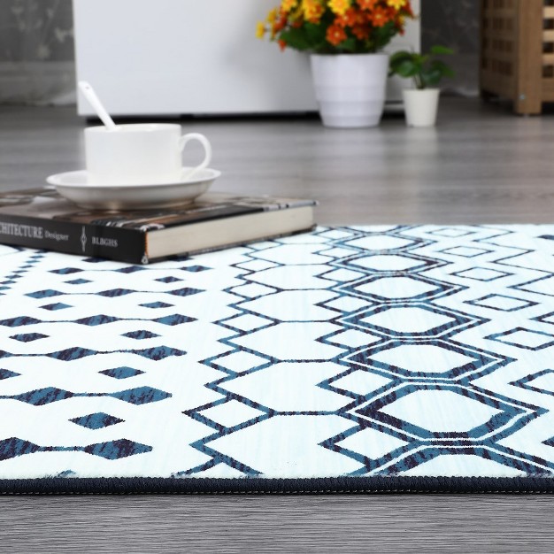 Machine Washable Moroccan Geometric Area Rug