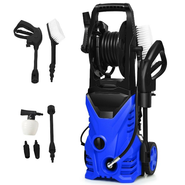 Costway 2030psi Electric Pressure Washer Cleaner 1 7 Gpm 1800w With Hose Reel Blue